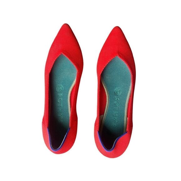 Rothy's The Point Ballet Flat Knit Fabric Size W8 Red Pointed Toe - Picture 5 of 9